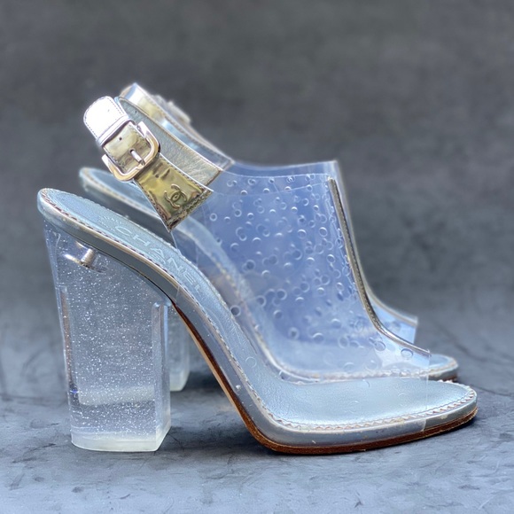 CHANEL transparent block heel sandals - Picture 6 of 9